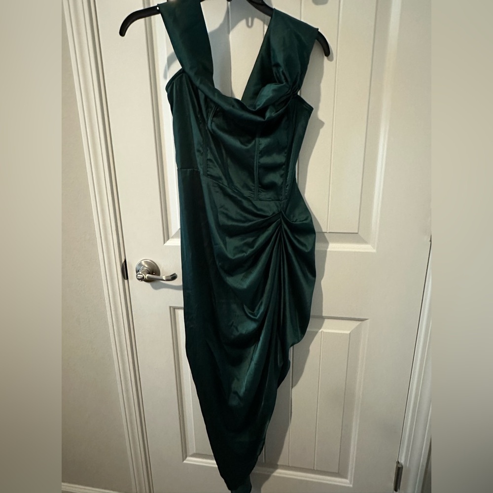 SHEIN Dark Green Asymmetrical Dress